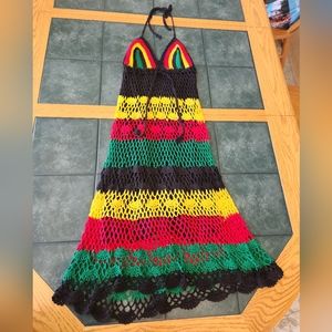 Crochet rasta halter dress